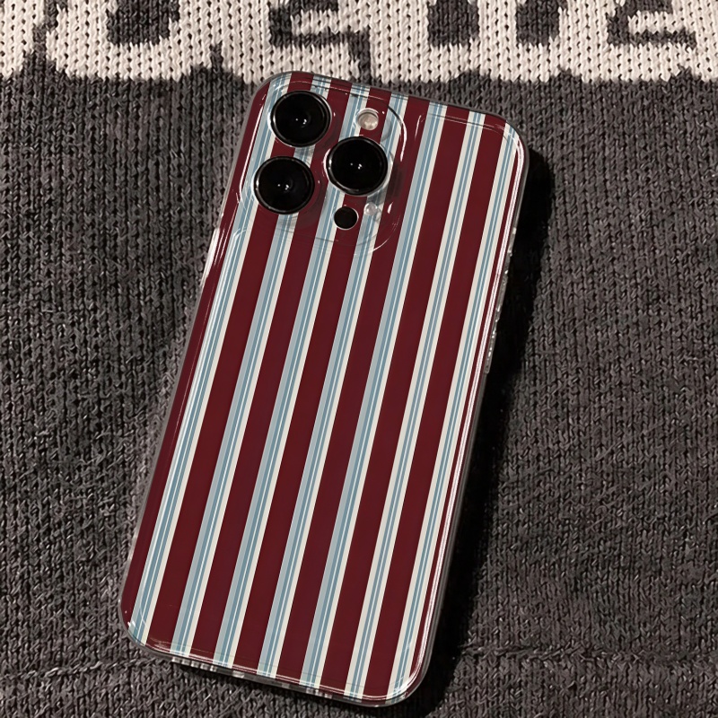 Burgundy Blue Striped Pattern  - Apple Iphone 15 Pro Max 评论和价格